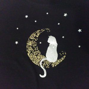 Black Karen Scott Cat on the Moon Top